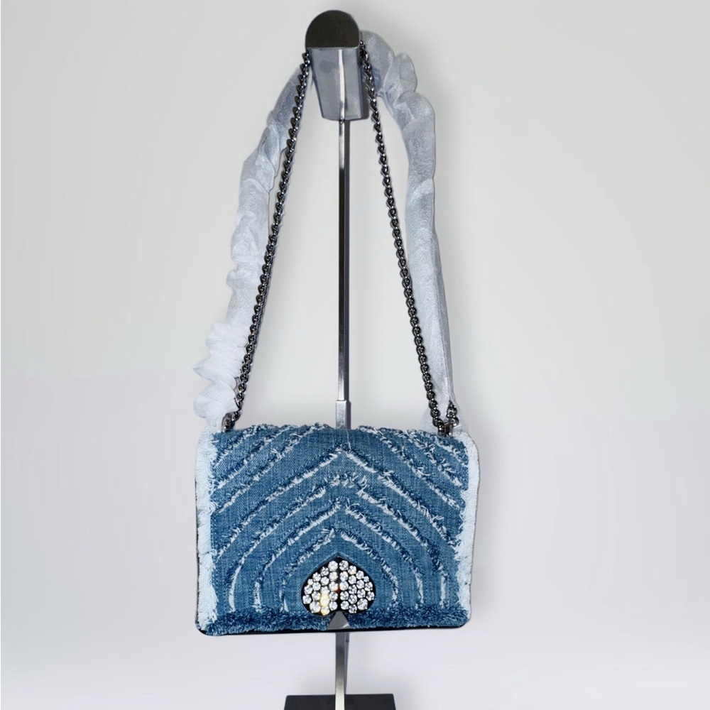 Kate Spade Denim Amelia Jeweled Shoulder Bag w/ Crystal Spade - Picture 14 of 16